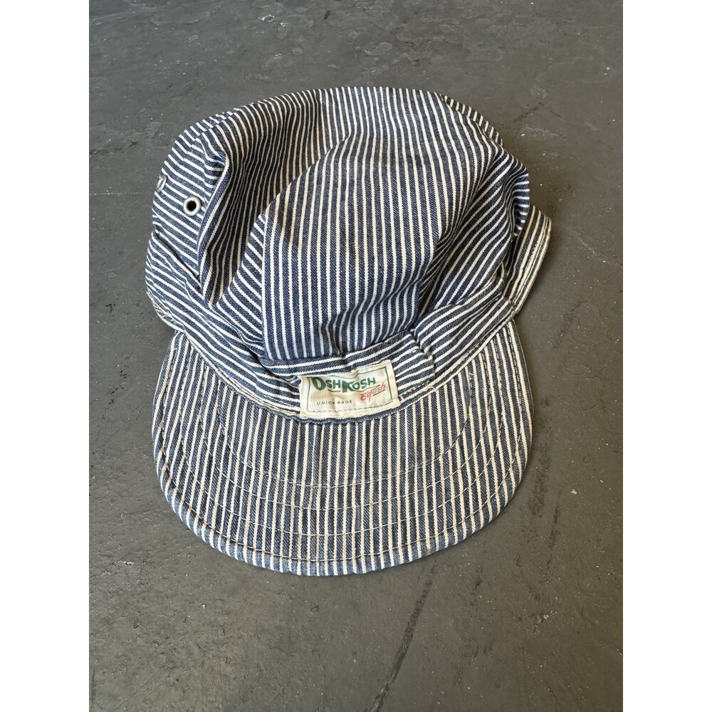 Vintage 60s Oshkosh Engineer Striped Hat